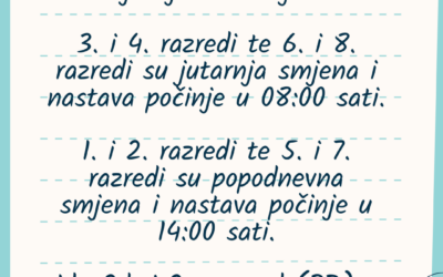 O B A V I J E S T o početku nastave